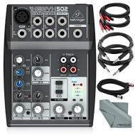 Photo Savings Behringer XENYX 502 5-Channel Audio Mixer and Accessory Bundle w/ 5X Cables and Fibertique Cloth