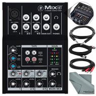 Photo Savings Mackie Mix Series Mix5 5-Channel Compact Mixer and Accessory Bundle w Cables + Fibertique Cloth