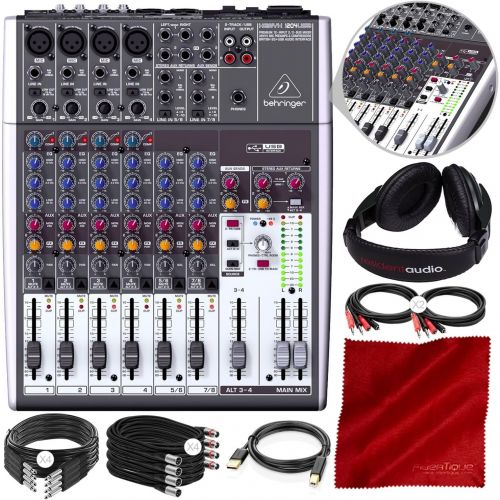  Photo Savings Behringer XENYX Q1204USB 12-Input USB Audio Mixer with Stereo Headphones and Deluxe Bundle