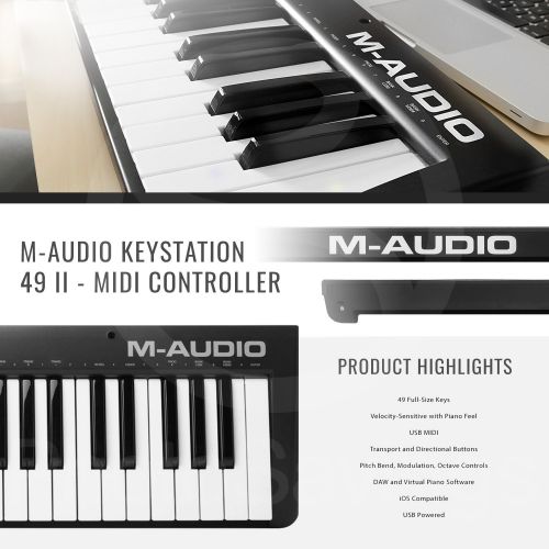  Photo Savings M-Audio Keystation 49 II MIDI Keyboard Controller with M-Audio M-Track 2X2M USB Audio Interface Deluxe Bundle