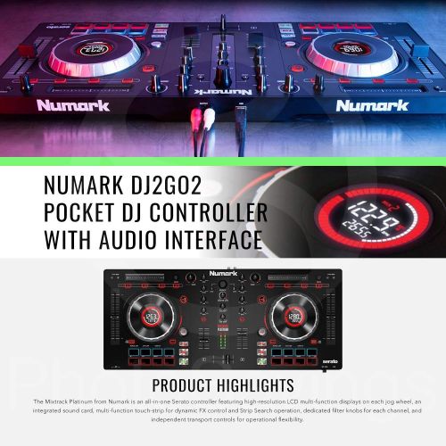  Photo Savings Numark Mixtrack Platinum DJ Controller with Jog Wheel Display and Assorted Cables Accessory Bundle