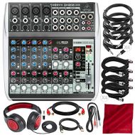 Photo Savings Behringer Xenyx QX1202USB Premium 12-Input 2-Bus Mixer with Headphones and Assorted Cables Deluxe Bundle