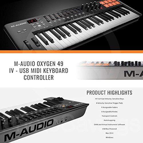  Photo Savings M-Audio Oxygen 49 MK IV 49-Key USB MIDI KeyboardDrum Pad Controller with VIP Software Download, Presonus Eris E3.5 Monitors, Deluxe Bundle