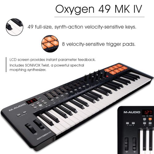  Photo Savings M-Audio Oxygen 49 MK IV 49-Key USB MIDI KeyboardDrum Pad Controller with VIP Software Download, Presonus Eris E3.5 Monitors, Deluxe Bundle