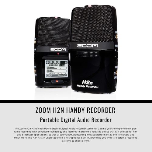  Photo Savings Zoom H2n Handy Recorder with 16GB SD Card, Xpix Travel Battery Kit, and Accessory Bundle