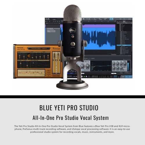  Photo Savings Blue Yeti Pro Studio All-In-One Pro Studio Vocal System wRecording Software and Samson Studio Monitors, Closed-Back Headphones, Deluxe Bundle