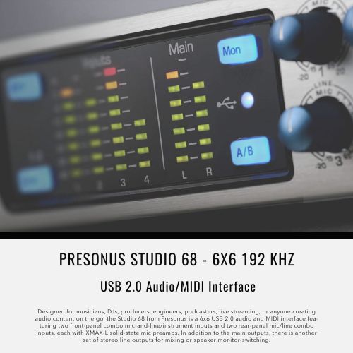  Photo Savings PreSonus Studio 68 USB 2.0 AudioMIDI Interface with Studio One Artist and Samson Studio Headphone Amplifier, 4X Dynamic Mic, 4X Closed-Back Headphones, Complete Pro Audio Recordin