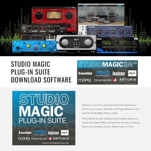  Photo Savings PreSonus Studio 68 USB 2.0 AudioMIDI Interface with Studio One Artist and Samson Studio Headphone Amplifier, 4X Dynamic Mic, 4X Closed-Back Headphones, Complete Pro Audio Recordin