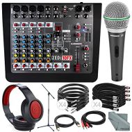 Photo Savings Allen & Heath ZEDi-10FX Hybrid Compact Mixer & 4x4 USB Interface with FX + Platinum Bundle w Dynamic Microphone, Mis Stand, Closed-Back Headphones, Cables, Fibertique Cloth