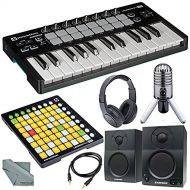 Photo Savings Novation Launchkey Mini MK2 25-Key USB MIDI Controller Deluxe Accessory Bundle W/Launchpad Mini Ableton Live Controller MK2+Bluetooth Monitors & Meteor Mic+ More