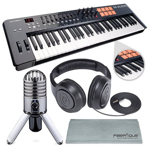  Photo Savings M-Audio Oxygen 49 MK IV 49-Key USB MIDI KeyboardDrum Pad Controller with VIP Software Download and Samson Meteor Mic USB Microphone Accessory Bundle