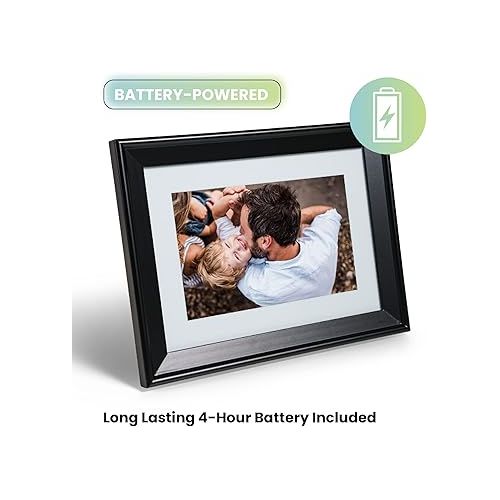  10in WiFi Digital Photo Frame w/Battery | Load Family Pictures by Email, App, Web, USB/SD | 32GB | Great Gift | Easy Touchscreen Setup | Plays Videos | Black