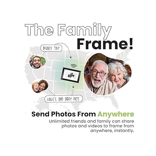  10in WiFi Digital Photo Frame w/Battery | Load Family Pictures by Email, App, Web, USB/SD | 32GB | Great Gift | Easy Touchscreen Setup | Plays Videos | Black