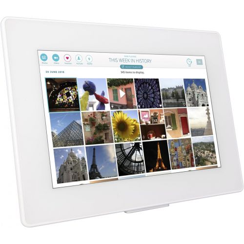  PhotoSpring (16GB) 10 inch WiFi Cloud Digital Picture Frame - Battery, Touch Screen, Plays Video and Photo Slideshows, HD IPS Display, iPhone & Android app (WhiteBlack Mat - 15,00