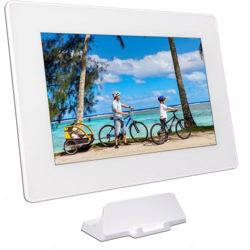  PhotoSpring (16GB) 10 inch WiFi Cloud Digital Picture Frame - Battery, Touch Screen, Plays Video and Photo Slideshows, HD IPS Display, iPhone & Android app (WhiteBlack Mat - 15,00