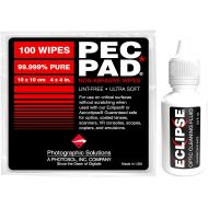 Photographic Solutions Eclipse Optic Cleaning Fluid and PEC-PAD Lint Free Wipes - Critical Optic Cleaning Solution - Non-Abrisive Cleaning Wipes for Sensitive Glass - Cleaning Kit - Dropper Tip (15ml) 0.