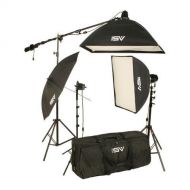 Smith-Victor K75 2200-Watt Professional Quartz Studio Lighting Kit with 1 720-SG, 2 765-UM Lights, Softboxes, Boom Arm, Stands & Cases.