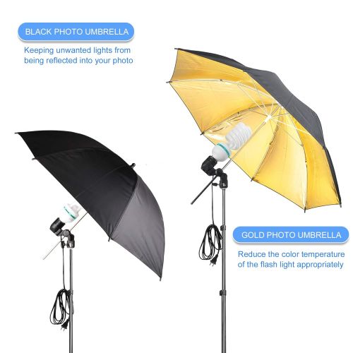  EMART Emart Photography Umbrella Lighting Kit, 1575W 5500K Photo Video Studio Continuous Reflector Lights for Camera Portrait Shooting Daylight (TranslucentWhite, Black & Silver, Black