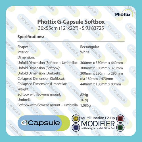  Phottix G-Capsule Rectangular Standard Softbox (12 x 22