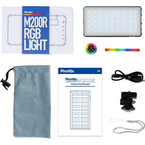  Phottix M200R RGB LED On-Camera Light Panel with USB Power Bank