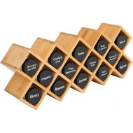 Phyllia Bamboo Spice Rack Organizer 4-Tier Countertop Organiser, Criss-Cross Kitchen cabinet Free-Standing Countertop Storage Organizer shelf Fit for Round and Square Spice Jar, Can, Bottl