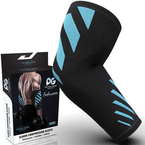  Physix Gear Sport Elbow Brace - Double Stitched Unisex Neoprene Compression Sleeve with Breathable Material for Joint Support - Keep Full Range of Motion and Help Treat Tendonitis
