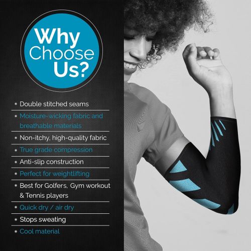  Physix Gear Sport Elbow Brace - Double Stitched Unisex Neoprene Compression Sleeve with Breathable Material for Joint Support - Keep Full Range of Motion and Help Treat Tendonitis