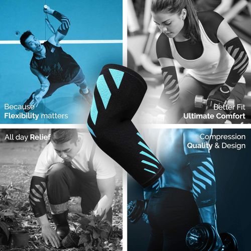  Physix Gear Sport Elbow Brace - Double Stitched Unisex Neoprene Compression Sleeve with Breathable Material for Joint Support - Keep Full Range of Motion and Help Treat Tendonitis
