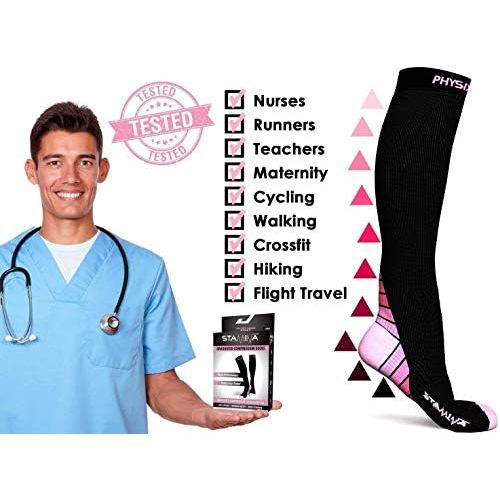  Physix Gear Sport Compression Socks for Men & Women 20-30 mmHg - Athletic Fit