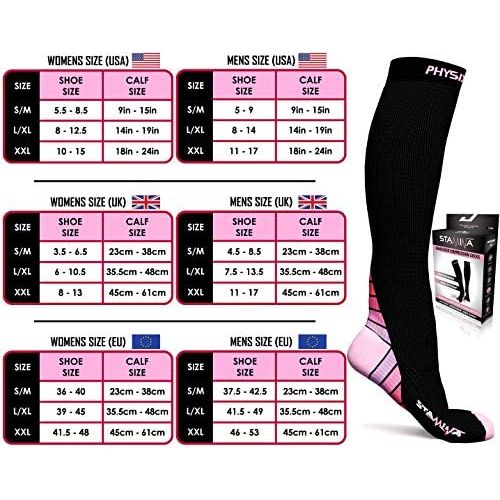  Physix Gear Sport Compression Socks for Men & Women 20-30 mmHg - Athletic Fit