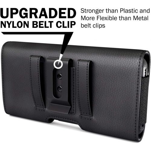  [아마존베스트]PiTau Bomea iPhone 8 6 6S iPhone 7 Leather Case Holster Belt Case with Clip/Loops Belt Pouch Holder for Apple iPhone 6 6S 7 8 Phone with a Slim Hard Case on - Built in ID Card Slot - Bla