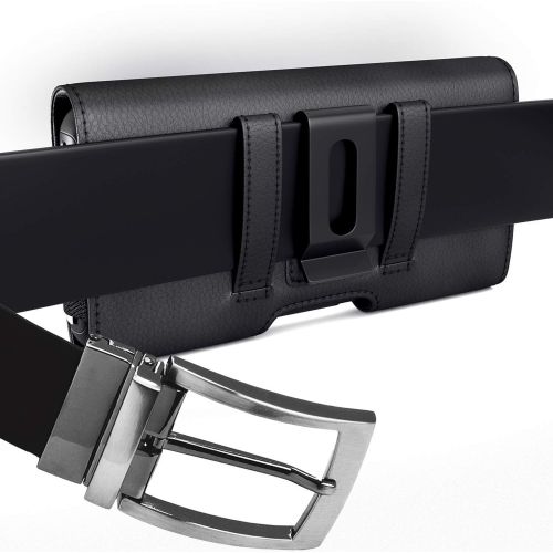  [아마존베스트]PiTau Bomea iPhone 8 6 6S iPhone 7 Leather Case Holster Belt Case with Clip/Loops Belt Pouch Holder for Apple iPhone 6 6S 7 8 Phone with a Slim Hard Case on - Built in ID Card Slot - Bla