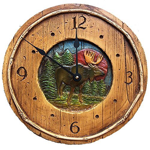  Piazza Pisano Rustic Moose Cabin Decor Wall Clock