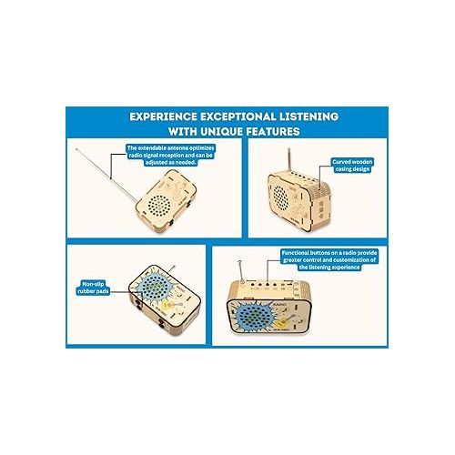  Wooden FM Radio Kit FM 88-108MHz - Science Experiment and Educational Project STEM Kit