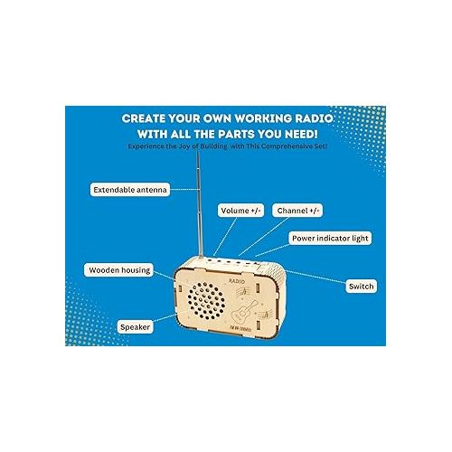  Wooden FM Radio Kit FM 88-108MHz - Science Experiment and Educational Project STEM Kit