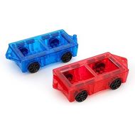 PicassoTiles 2pcs Mini Magnetic Tiles Expansion Car Truck Construction Set, Kids Building Magnet Bricks STEM & Learning Toys, Magnetic Add-ons,Car Toys, Toddler Preschool 3 years and up boys and girls