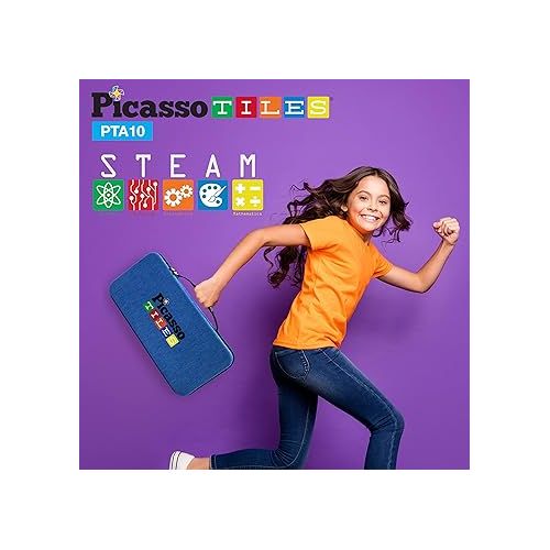  PicassoTiles PicassoToys Toy Carry Case Magnetic Tiles Construction Blocks Travel Bag EVA Storage Organizer Box Action Figure Character Accessory STEM STEAM Toys Portable Water Resistant Oxford Cloth