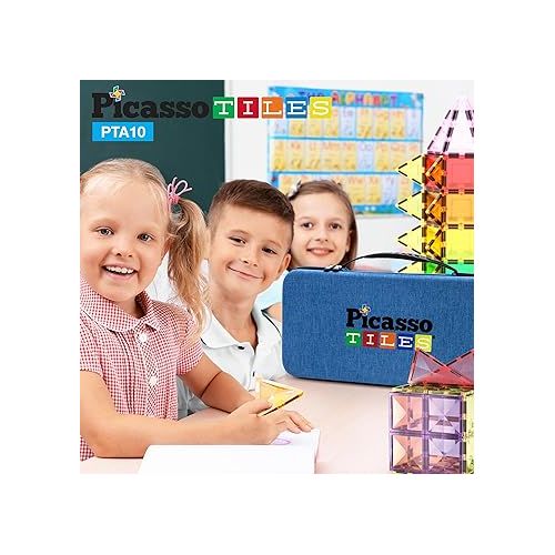  PicassoTiles PicassoToys Toy Carry Case Magnetic Tiles Construction Blocks Travel Bag EVA Storage Organizer Box Action Figure Character Accessory STEM STEAM Toys Portable Water Resistant Oxford Cloth