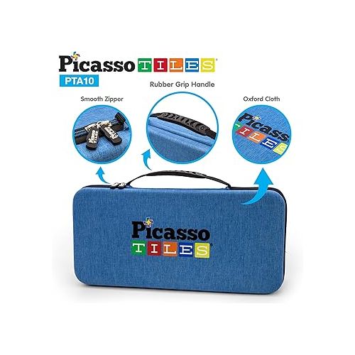  PicassoTiles PicassoToys Toy Carry Case Magnetic Tiles Construction Blocks Travel Bag EVA Storage Organizer Box Action Figure Character Accessory STEM STEAM Toys Portable Water Resistant Oxford Cloth