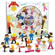 PicassoTiles 15-Piece Magnetic Character Action Figures Add-on Set for Construction Building Block Tiles