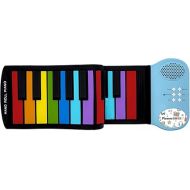 PicassoTiles® PT49 Kid's 49-Key Flexible Roll-Up Educational Electronic Digital Music Piano Keyboard w/Recording Feature, 8 Different Tones, 6 Educational Demo Songs & Build-in Speaker - Rainbow