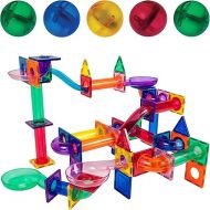 PicassoTiles Marble Run 100 Piece Magnetic Tile Race Track Toy Play Set STEM Building & Learning Educational Magnet Construction Child Brain Development Kit Boys Girls Age 3 4 5 6 7 8+ Years Old Toys