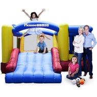 [Upgrade Version] PicassoTiles KC102 12x10 Foot Inflatable Bouncer Jumping Bouncing House, Jump Slide, Dunk Playhouse w/Basketball Rim, 4 Sports Balls, Full-Size Entry, 580W ETL Certified Blower