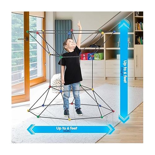  PicassoTiles Kids Fort Building Kit Playset 100 Piece Indoor and Outdoor Toy Set Fort Construction Builders Blocks Toys for Kids Boys Girls STEM Learning Castle System Tunnel Tent Rocket Pretend Play