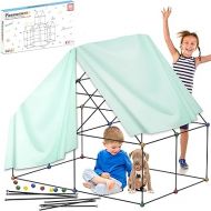 PicassoTiles Kids Fort Building Kit Playset 150 Piece Indoor and Outdoor Toy Set Forts Construction Builders Blocks Toys Children Boys Girls STEM Learning Castle System Tunnel Tent Rocket Pretend Play