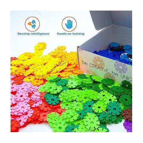  PicassoTiles 550 Piece Building Chips Interlocking Construction Toys Creative Disc Block Toy Kit 3D Stacking Puzzle STEM Learning Early Education for Preschool Montessori Kids Boys Girls Age 3 PTF55