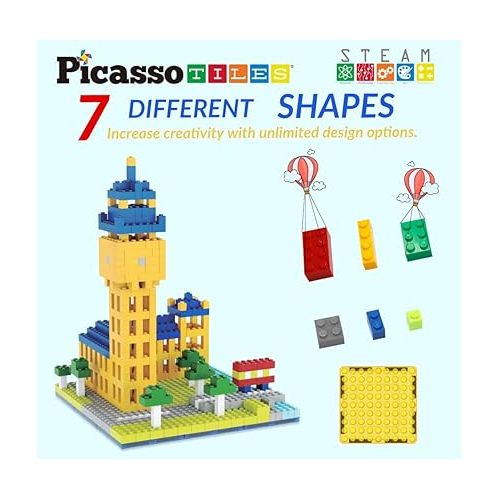  PicassoTiles 512 PCs Grand Playset Magnetic Tiles and Building Block Combo Creative Buildings & Figures such as Bridges Hearts Unique Characters & more Educational STEM Toys Learning Activity Ages 3+