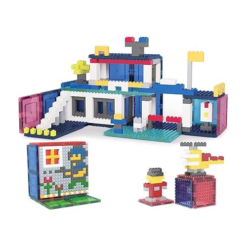  PicassoTiles 512 PCs Grand Playset Magnetic Tiles and Building Block Combo Creative Buildings & Figures such as Bridges Hearts Unique Characters & more Educational STEM Toys Learning Activity Ages 3+