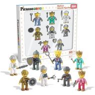 Picasso Toys Magnetic Action Figures 8 Piece Medieval King and Knights Character for Building Blocks Tiles Construction Toddler Toy Set Magnets Expansion Pack Educational STEM Pretend Playset PTA13