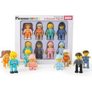 Picasso Toys Magnetic Action Figures 8 Piece Family Character for Construction Building Block Tiles Toddler Toy Set Magnet Expansion Variety Pack Educational STEM Learning Kit Pretend Playset PTA11